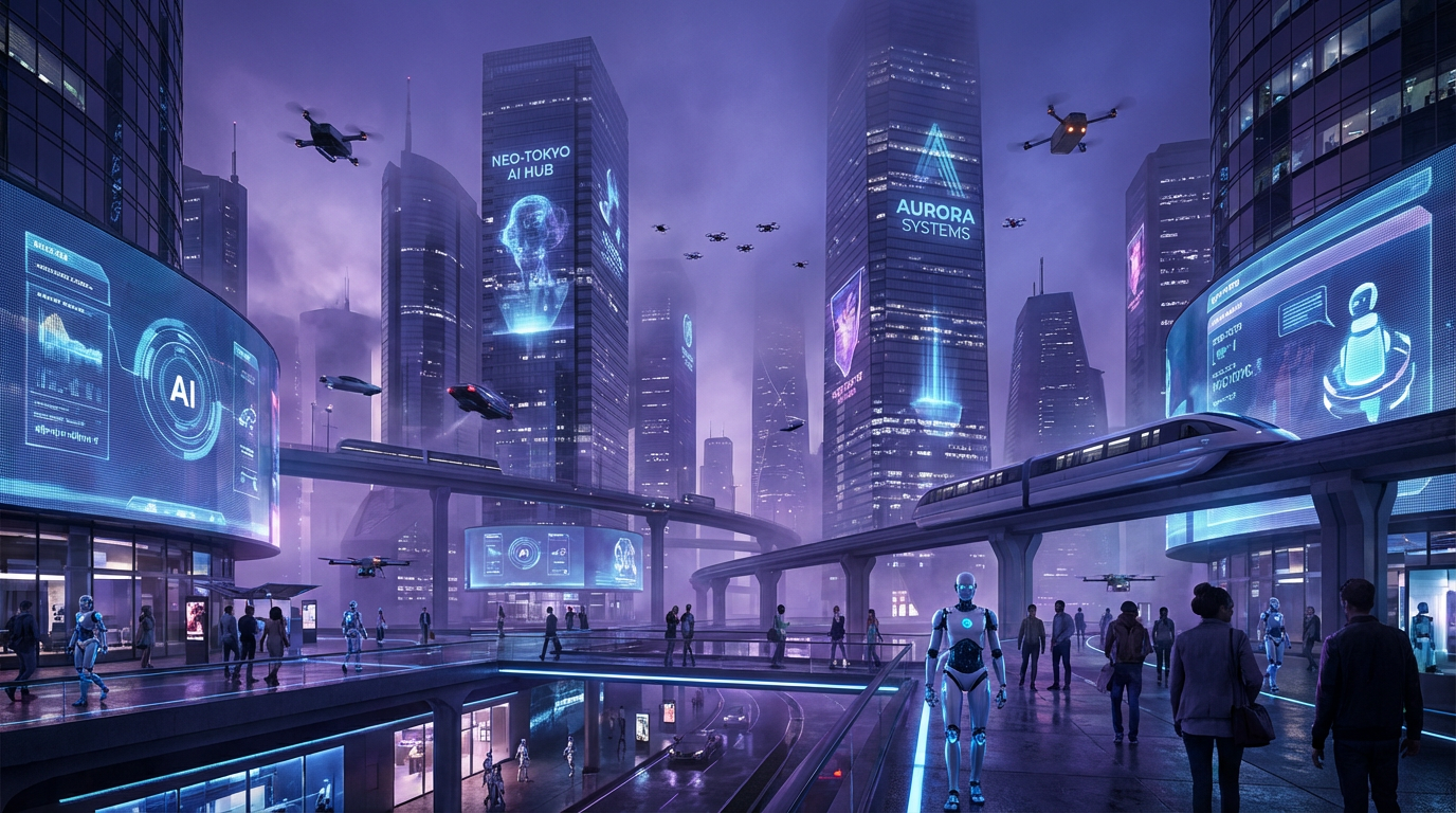 Ville futuriste avec IA